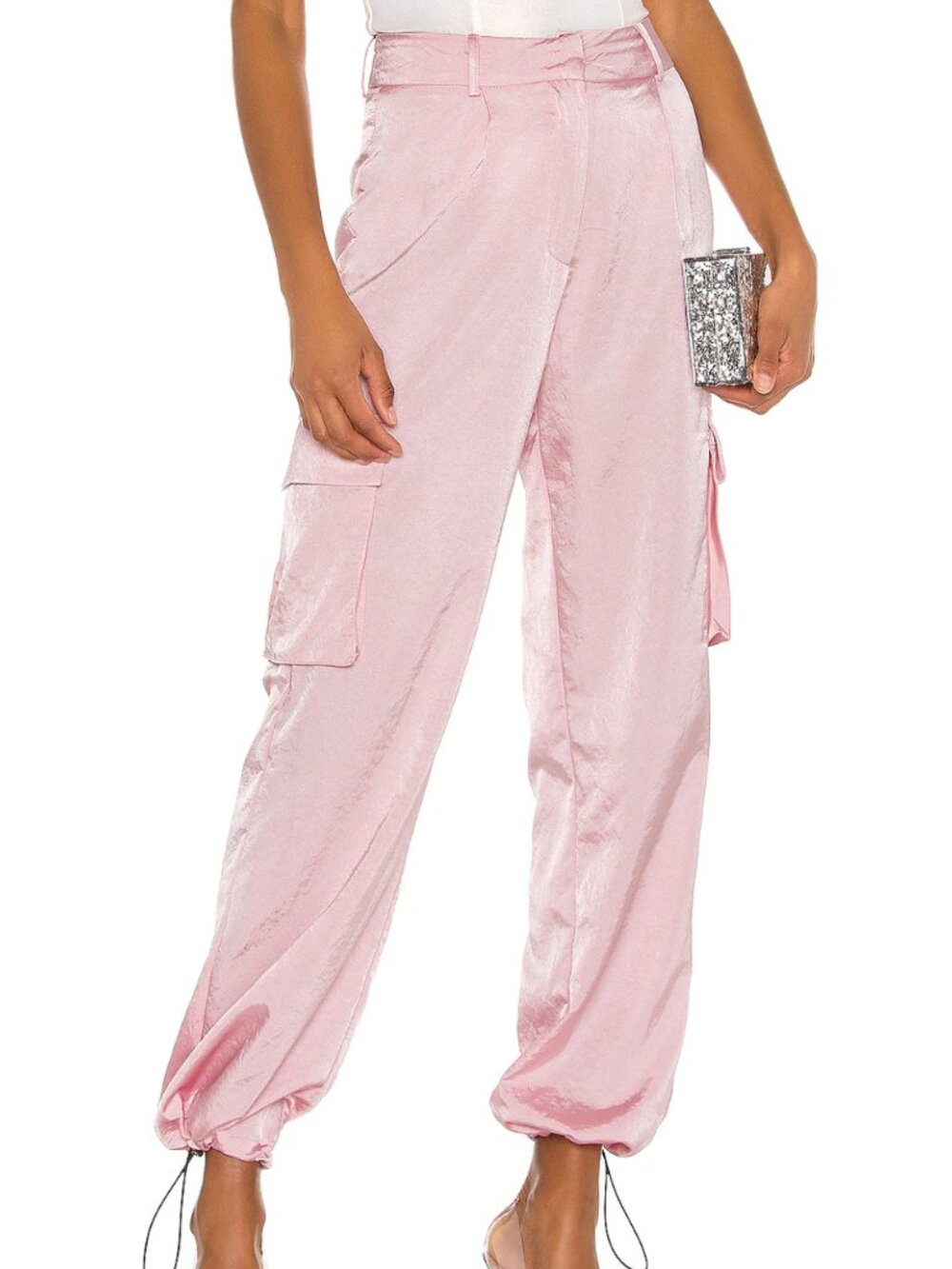 Superdown x Seleste Drawstring Jogger Pant in Pink Size M